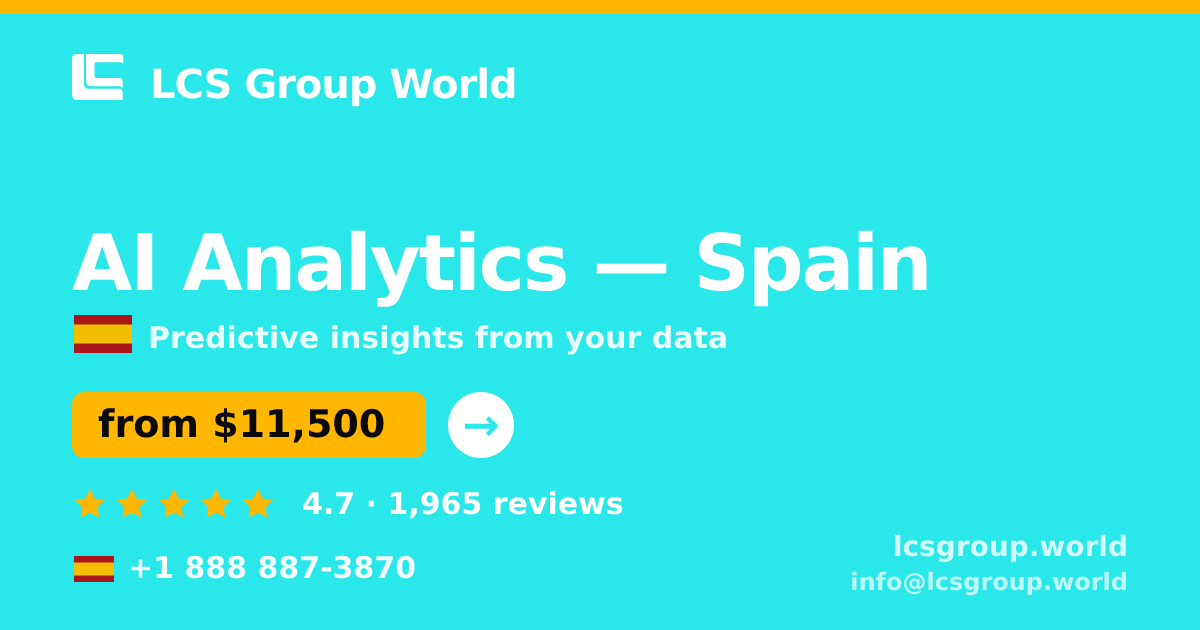 AI Analytics in Spain — from $11,500, rated 4.7/5 by 1965 clients. LCS Group World.