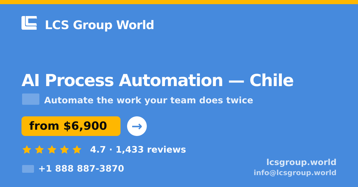 AI Process Automation in Chile — from $6,900, rated 4.7/5 by 1433 clients. LCS Group World.
