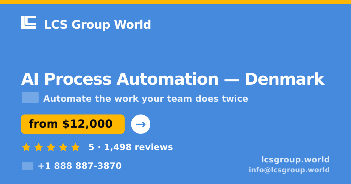AI Process Automation in Denmark — from $12,000, rated 5/5 by 1498 clients. LCS Group World.