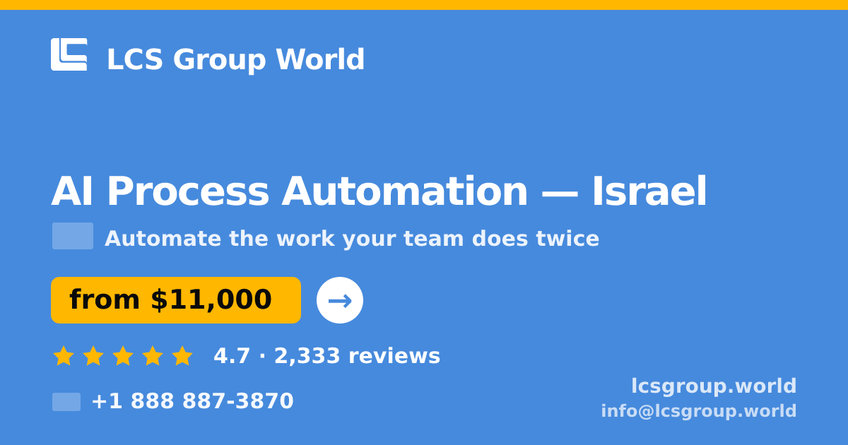 AI Process Automation in Jerusalem — from $11,000, rated 4.5/5 by 1021 clients. LCS Group World.