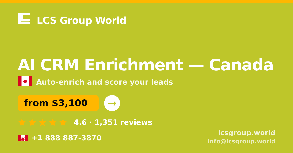 AI CRM Enrichment in Vancouver — from $3,100/mo, rated 4.5/5 by 2929 clients. LCS Group World.