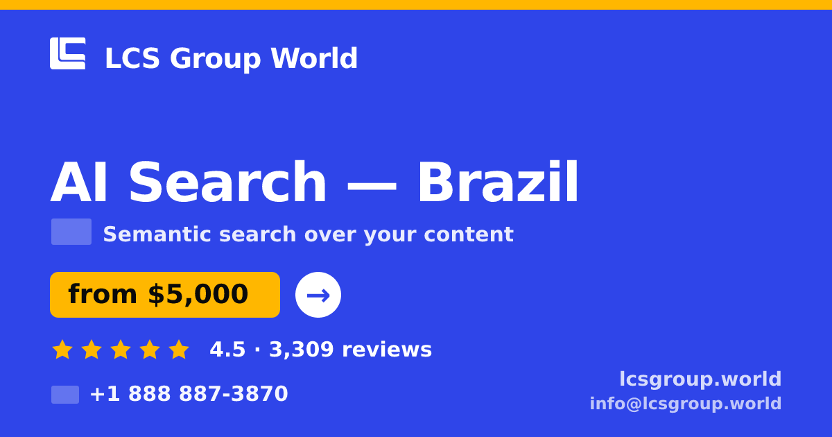 AI Search in Brazil — from $5,000, rated 4.5/5 by 3309 clients. LCS Group World.