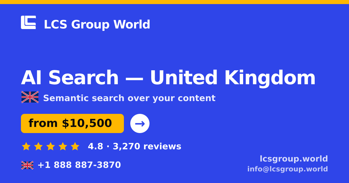 AI Search in Leeds — from $9,200, rated 5/5 by 834 clients. LCS Group World.