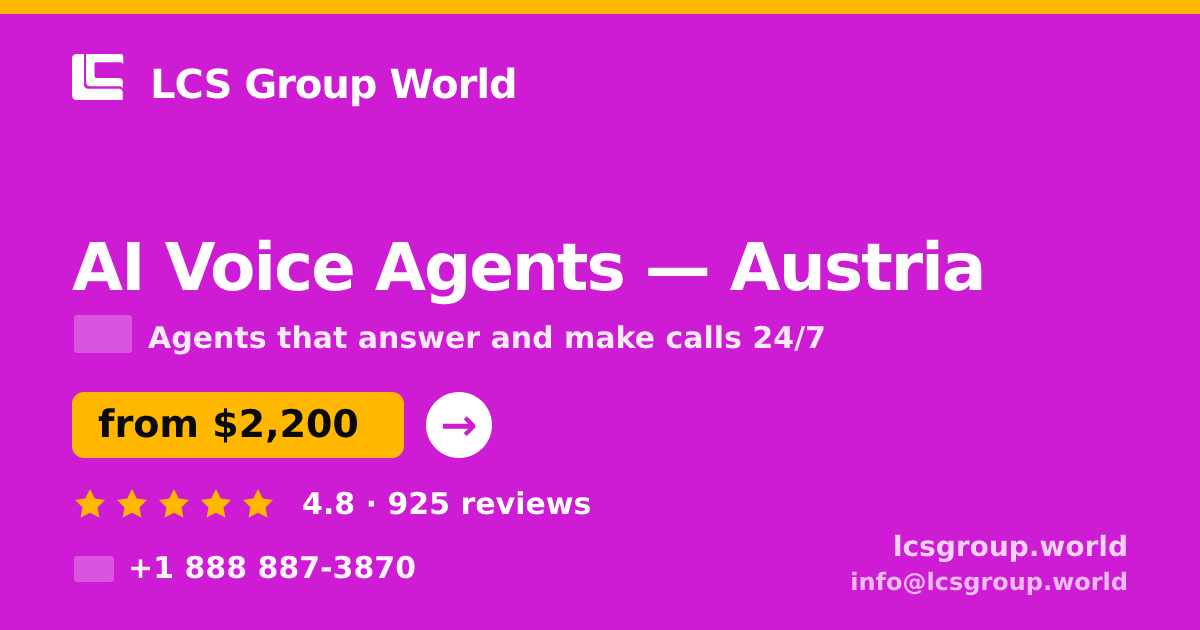 AI Voice Agents in Vienna — from $3,300/mo, rated 4.6/5 by 1475 clients. LCS Group World.