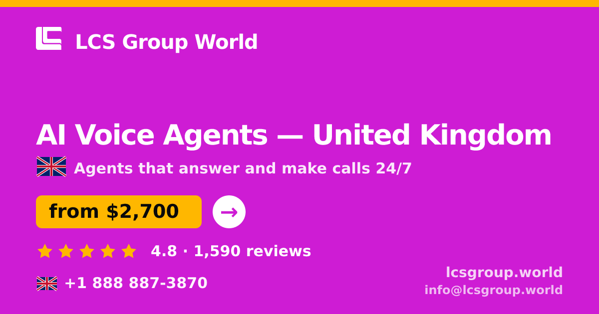 AI Voice Agents in Edinburgh — from $2,800/mo, rated 4.9/5 by 1996 clients. LCS Group World.