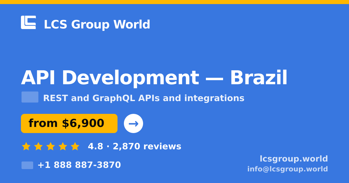 API Development in Brazil — from $6,900, rated 4.8/5 by 2870 clients. LCS Group World.