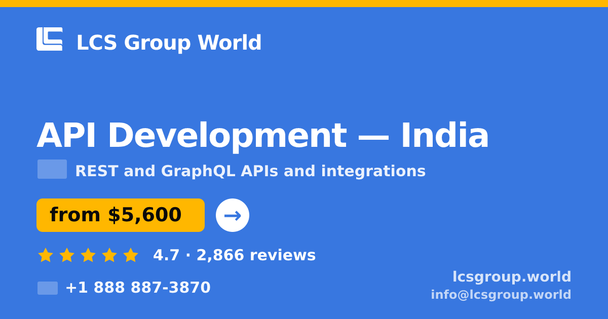 API Development in India — from $5,600, rated 4.7/5 by 2866 clients. LCS Group World.