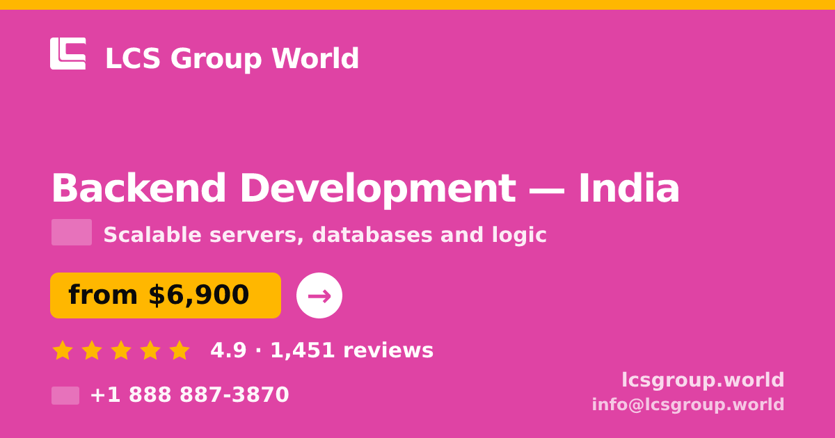 Backend Development in Mumbai — from $4,600, rated 5/5 by 2759 clients. LCS Group World.