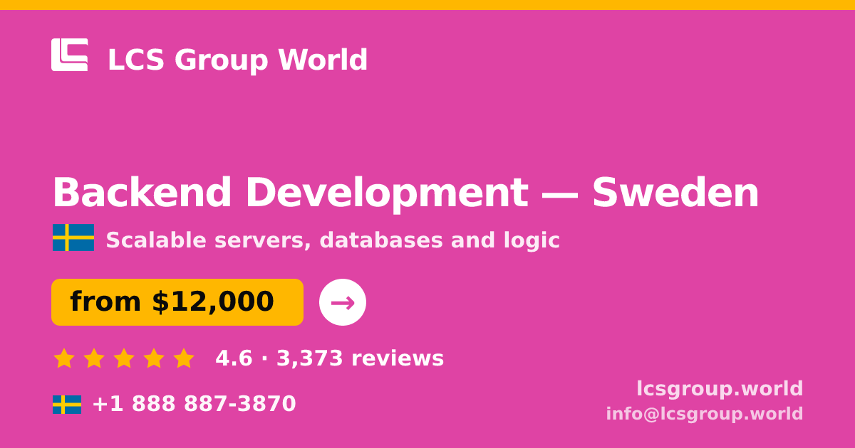 Backend Development in Sweden — from $12,000, rated 4.6/5 by 3373 clients. LCS Group World.