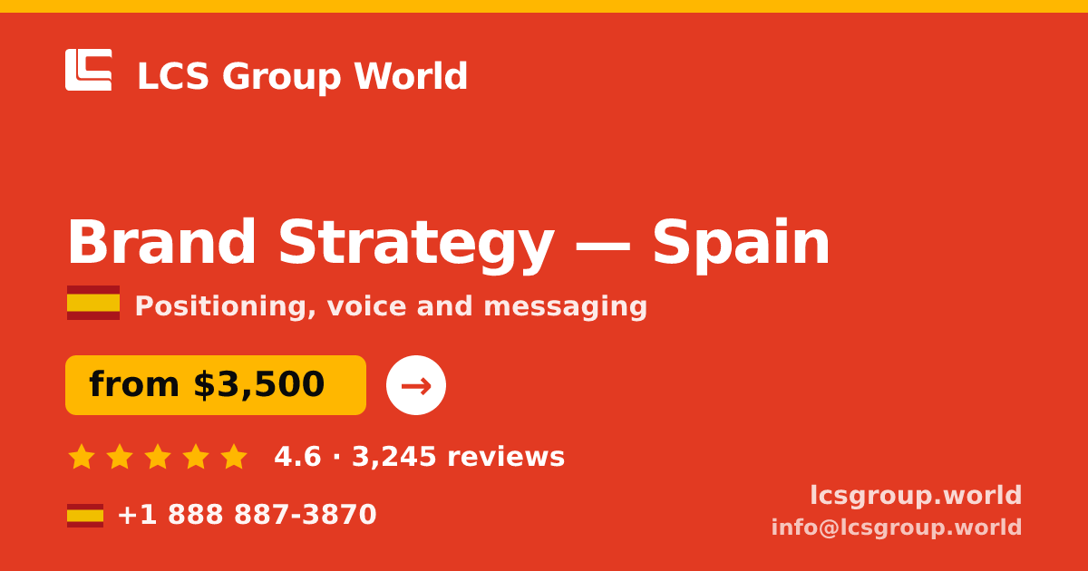 Brand Strategy in Spain — from $3,500, rated 4.6/5 by 3245 clients. LCS Group World.