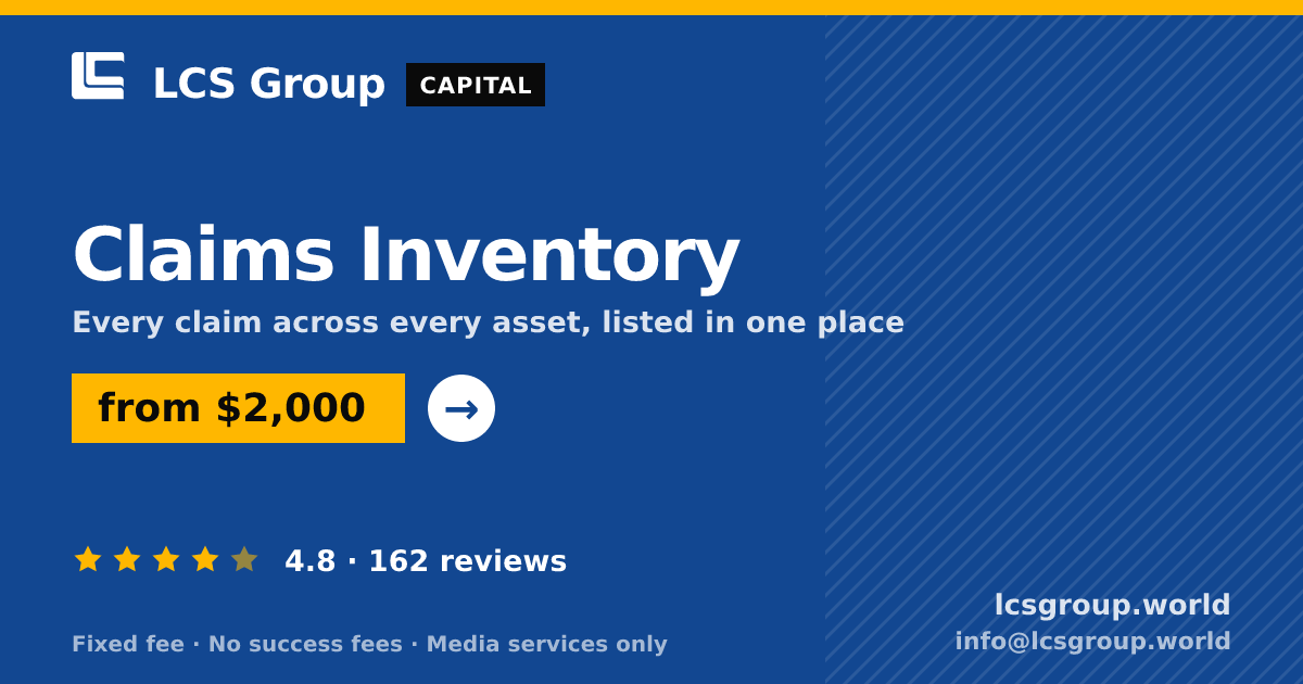Claims Inventory — from $2,000, rated 4.8/5 across 162 reviews. LCS Group World.