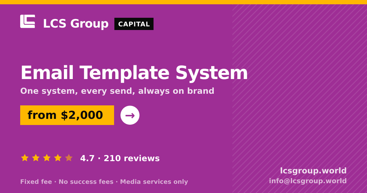 Email Template System — from $2,000, rated 4.7/5 across 210 reviews. LCS Group World.