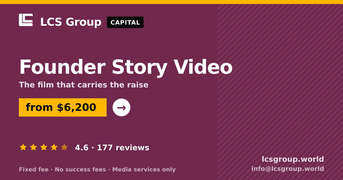 Founder Story Video — from $6,200, rated 4.6/5 across 177 reviews. LCS Group World.