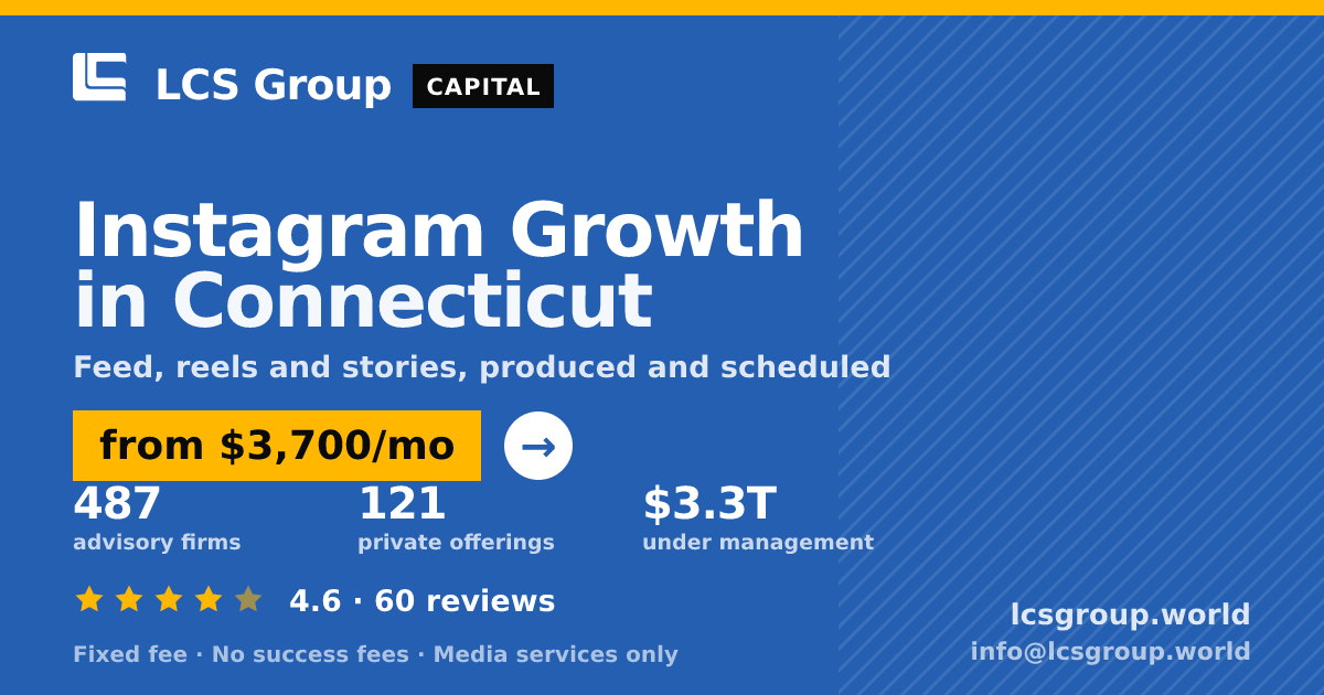 Instagram Growth in Connecticut — from $3,700/mo, rated 4.6/5 across 60 reviews. LCS Group World.