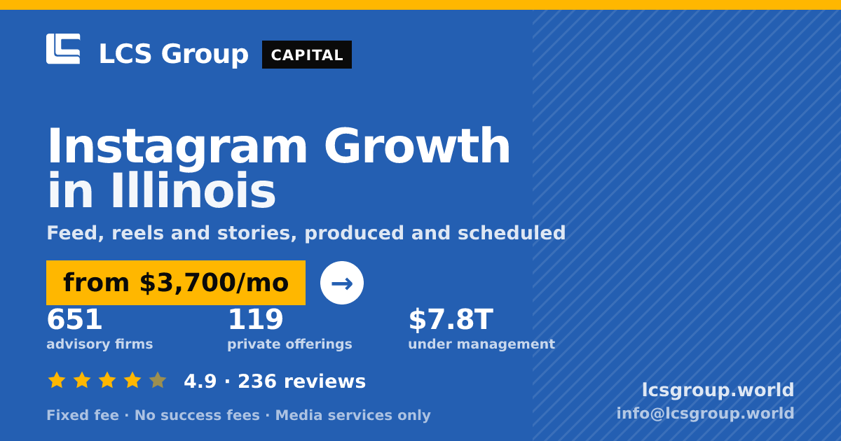 Instagram Growth in Illinois — from $3,700/mo, rated 4.9/5 across 236 reviews. LCS Group World.