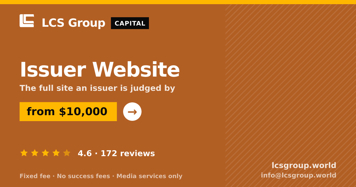 Issuer Website — from $10,000, rated 4.6/5 across 172 reviews. LCS Group World.