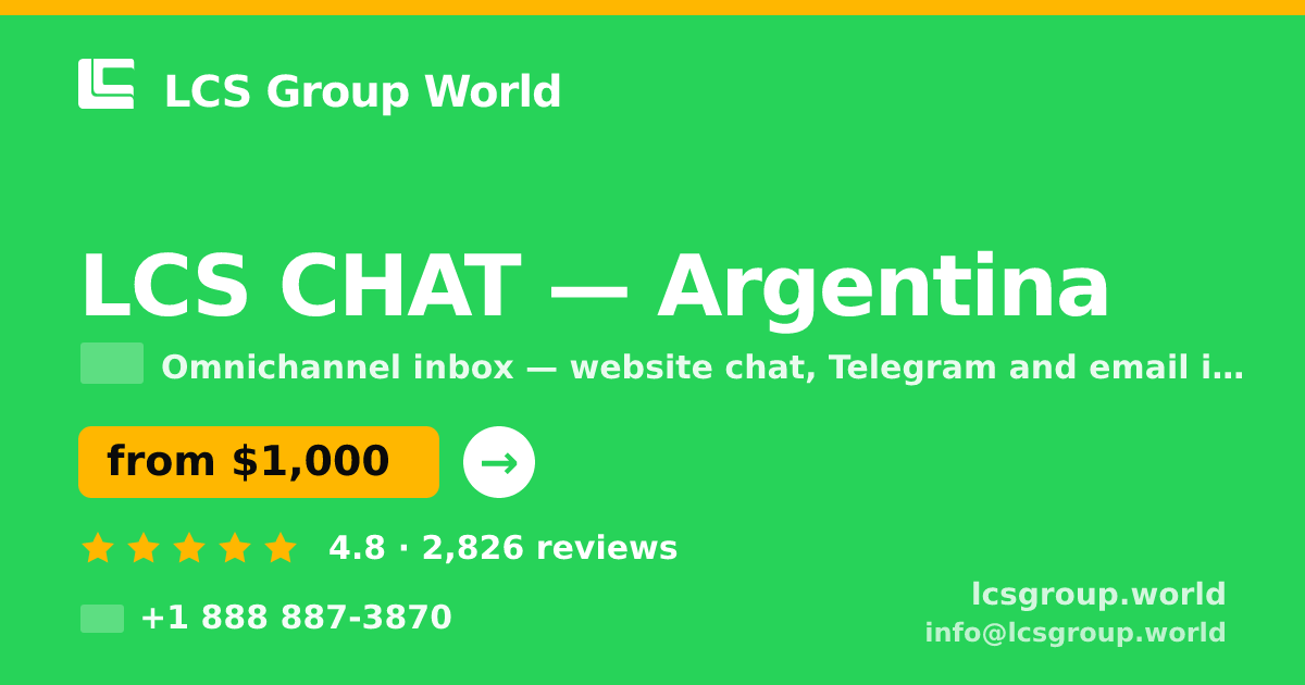 LCS CHAT in Argentina — from $1,000/mo, rated 4.8/5 by 2826 clients. LCS Group World.