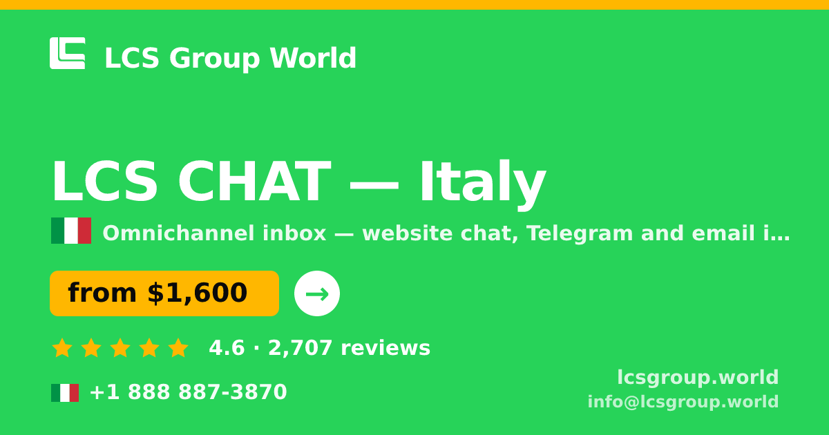 LCS CHAT in Italy — from $1,600/mo, rated 4.6/5 by 2707 clients. LCS Group World.