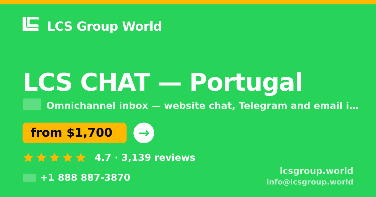 LCS CHAT in Braga — from $1,400/mo, rated 5/5 by 1638 clients. LCS Group World.