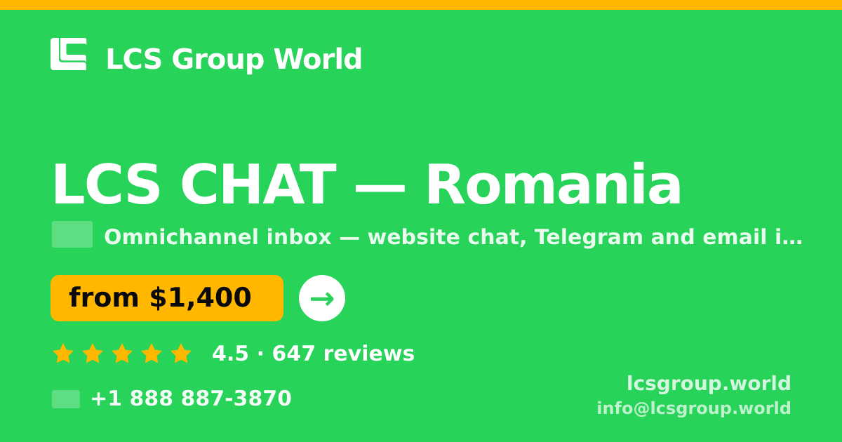 LCS CHAT in Romania — from $1,400/mo, rated 4.5/5 by 647 clients. LCS Group World.
