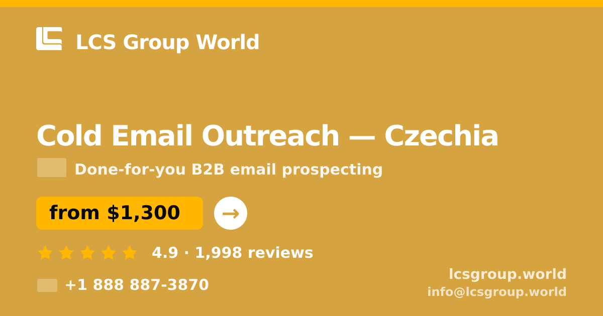 Cold Email Outreach in Czechia — from $1,300/mo, rated 4.9/5 by 1998 clients. LCS Group World.