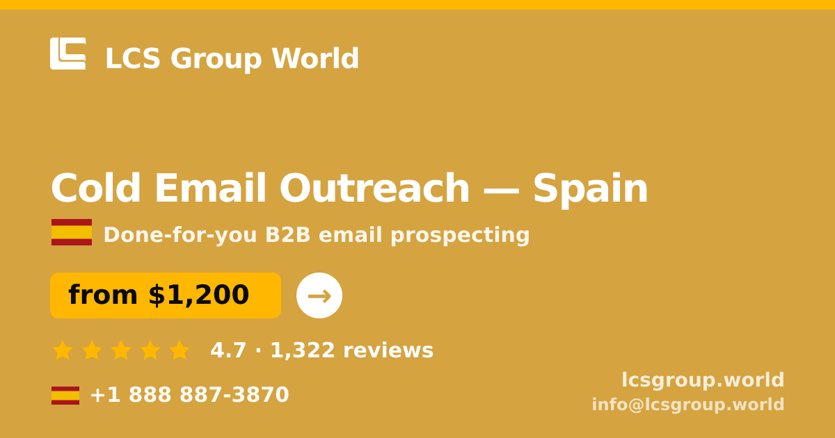 Cold Email Outreach in Valencia — from $1,300/mo, rated 4.5/5 by 2073 clients. LCS Group World.