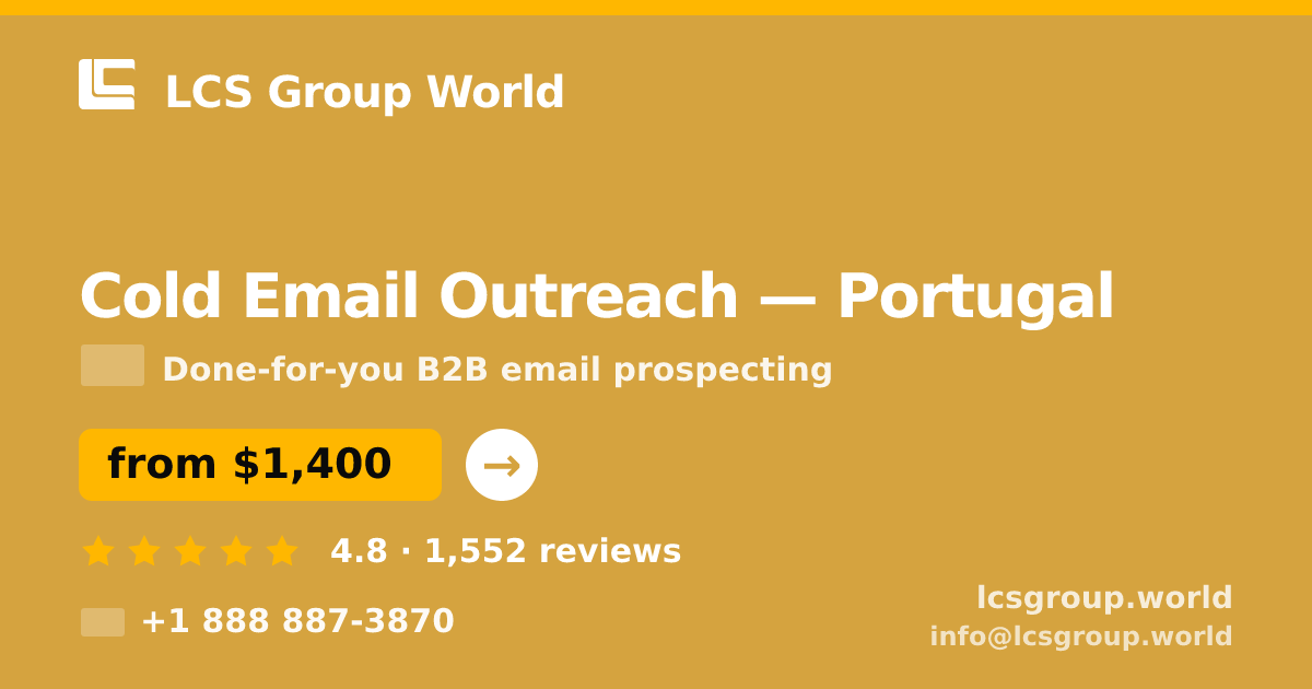 Cold Email Outreach in Porto — from $900/mo, rated 4.6/5 by 3385 clients. LCS Group World.