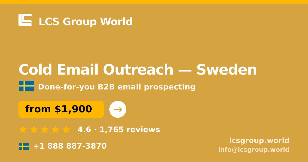Cold Email Outreach in Malmö — from $1,500/mo, rated 4.7/5 by 2330 clients. LCS Group World.