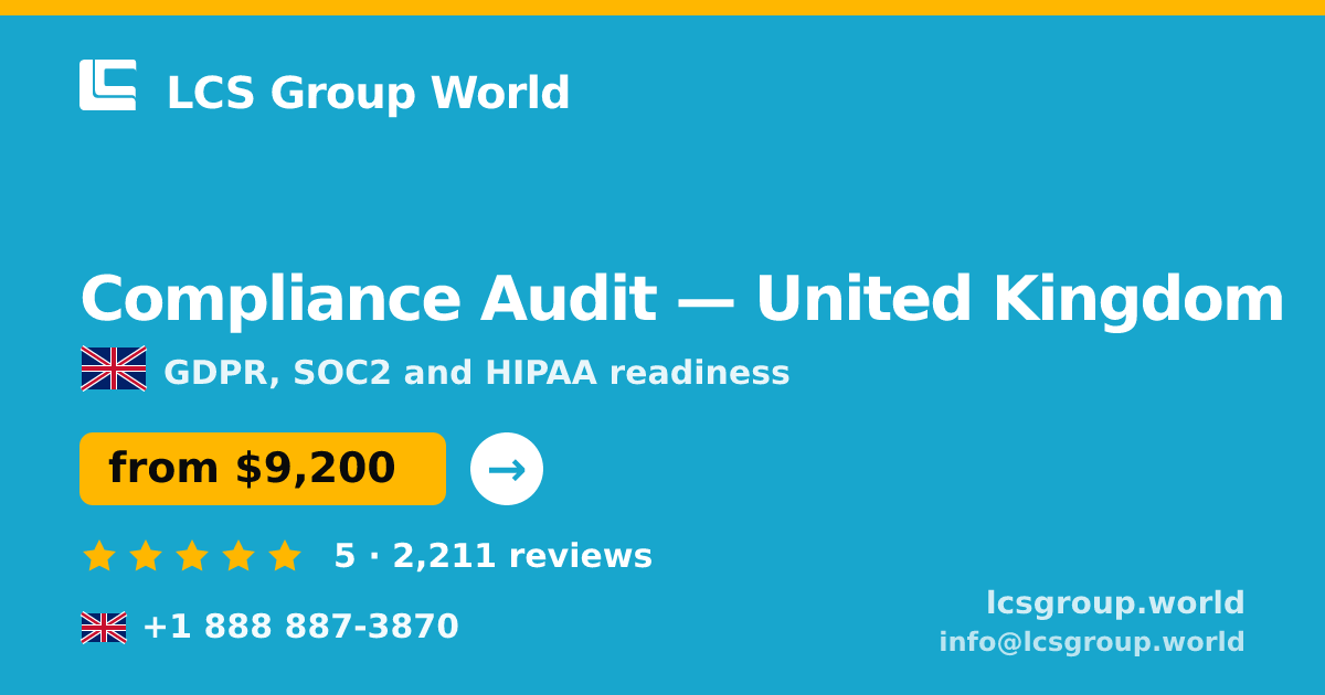 Compliance Audit in Glasgow — from $9,200, rated 4.8/5 by 2484 clients. LCS Group World.