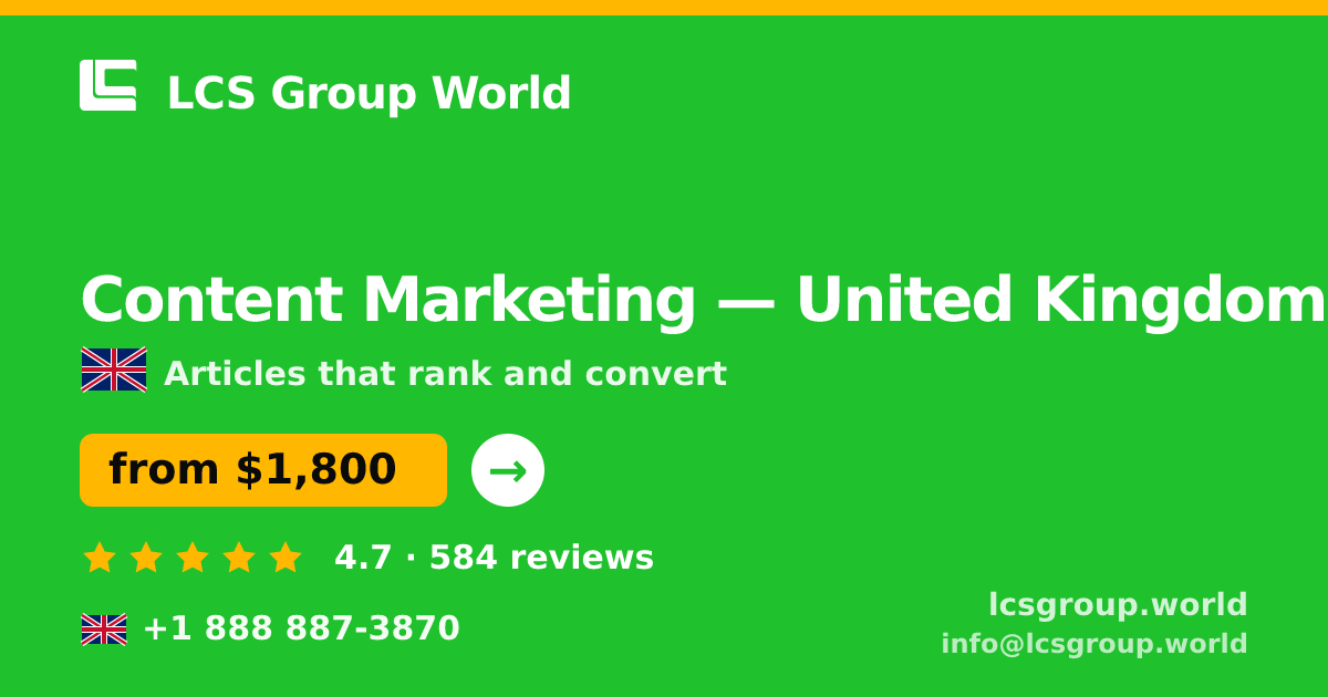 Content Marketing in Glasgow — from $1,800/mo, rated 4.9/5 by 1196 clients. LCS Group World.