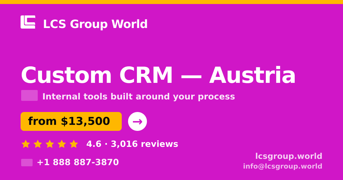 Custom CRM in Graz — from $14,000, rated 4.5/5 by 628 clients. LCS Group World.