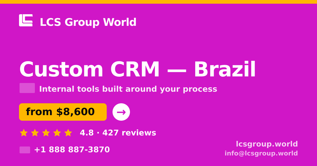Custom CRM in Brasília — from $5,400, rated 4.9/5 by 1595 clients. LCS Group World.