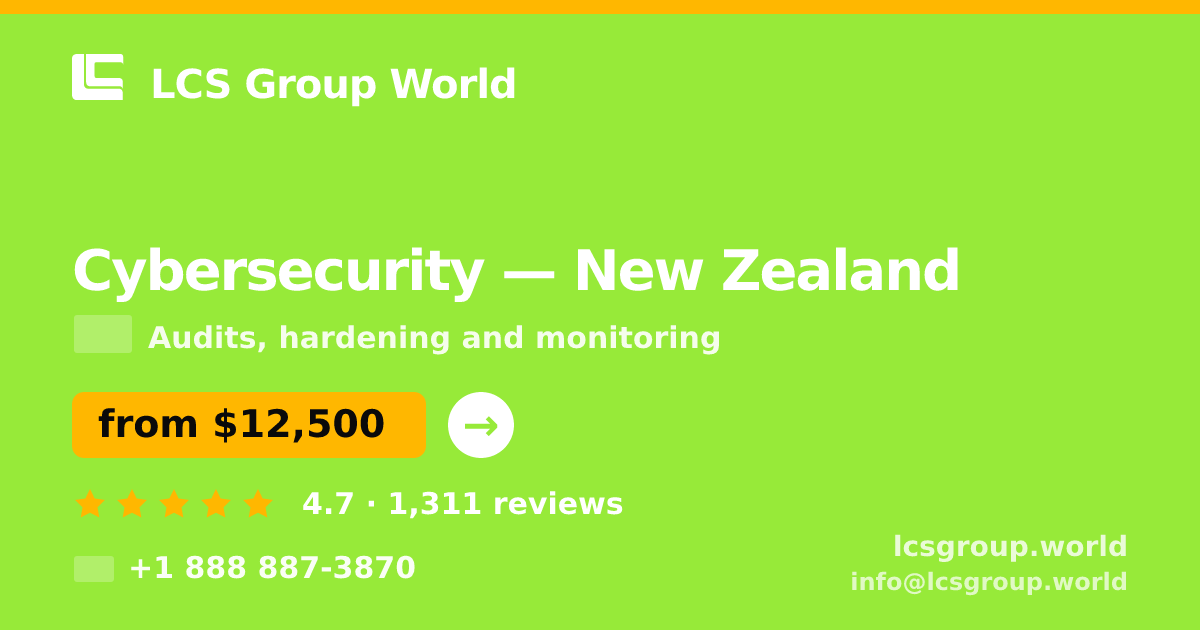 Cybersecurity in New Zealand — from $12,500, rated 4.7/5 by 1311 clients. LCS Group World.