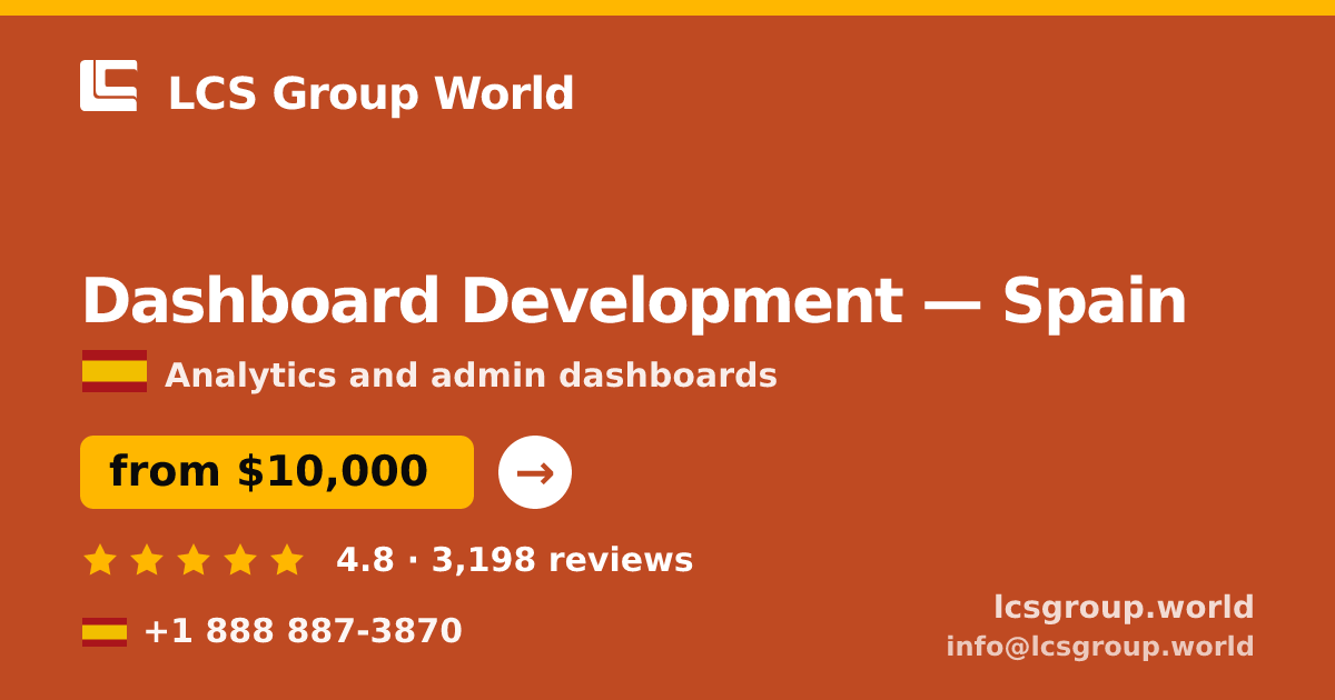 Dashboard Development in Spain — from $10,000, rated 4.8/5 by 3198 clients. LCS Group World.