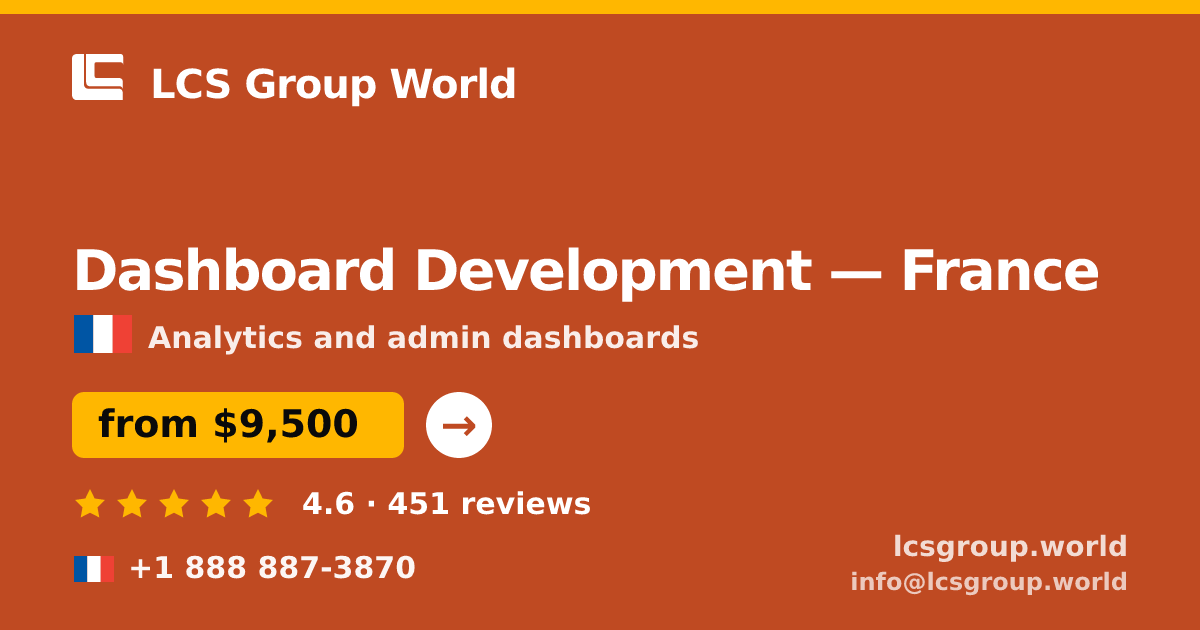 Dashboard Development in France — from $9,500, rated 4.6/5 by 451 clients. LCS Group World.