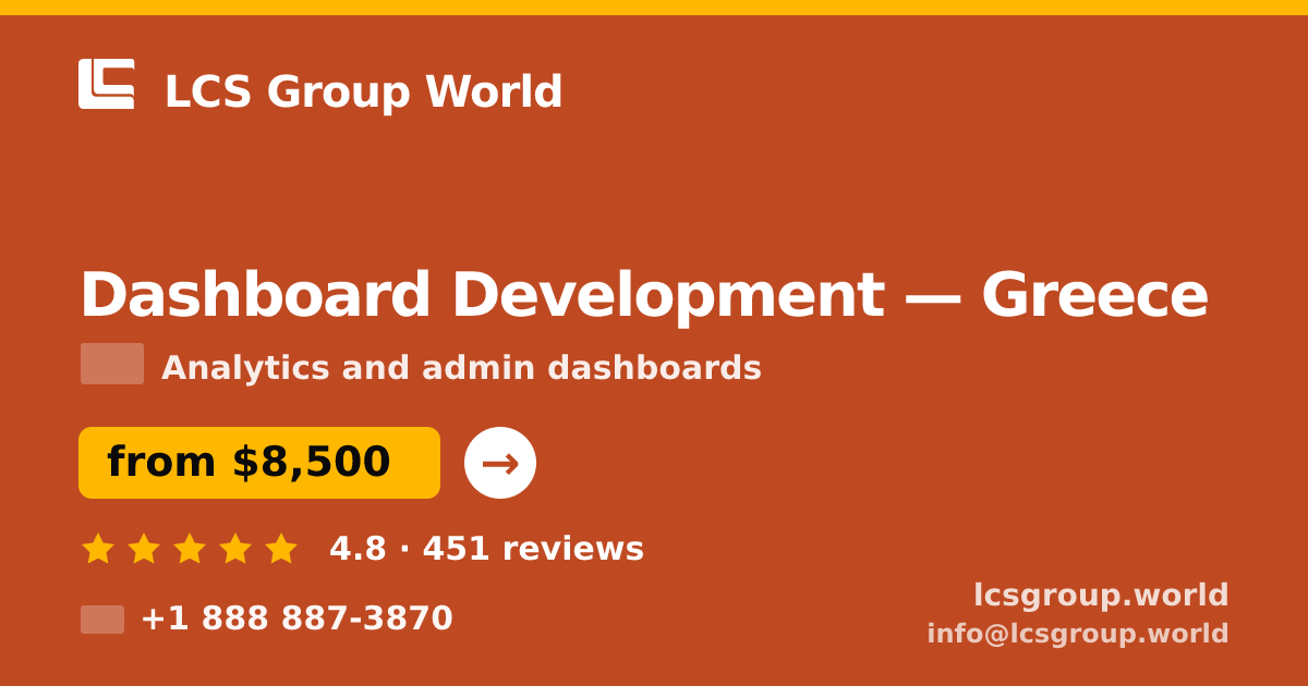 Dashboard Development in Greece — from $8,500, rated 4.8/5 by 451 clients. LCS Group World.