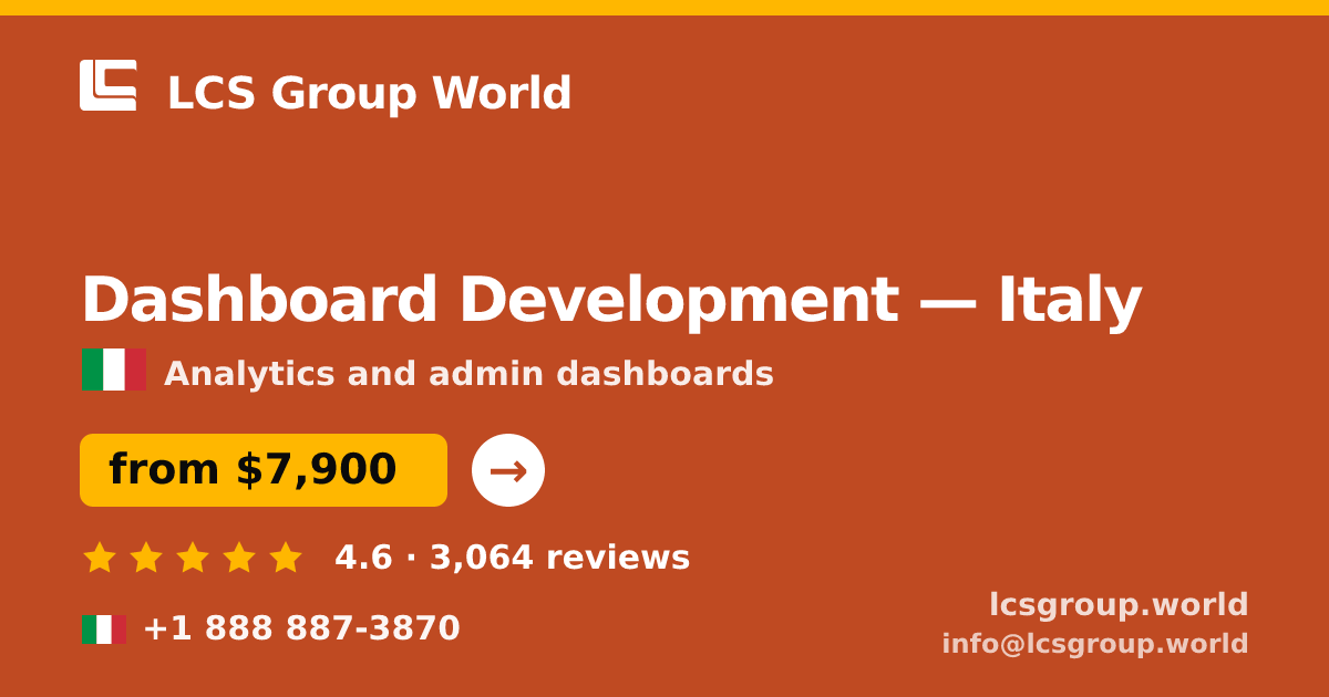 Dashboard Development in Italy — from $7,900, rated 4.6/5 by 3064 clients. LCS Group World.
