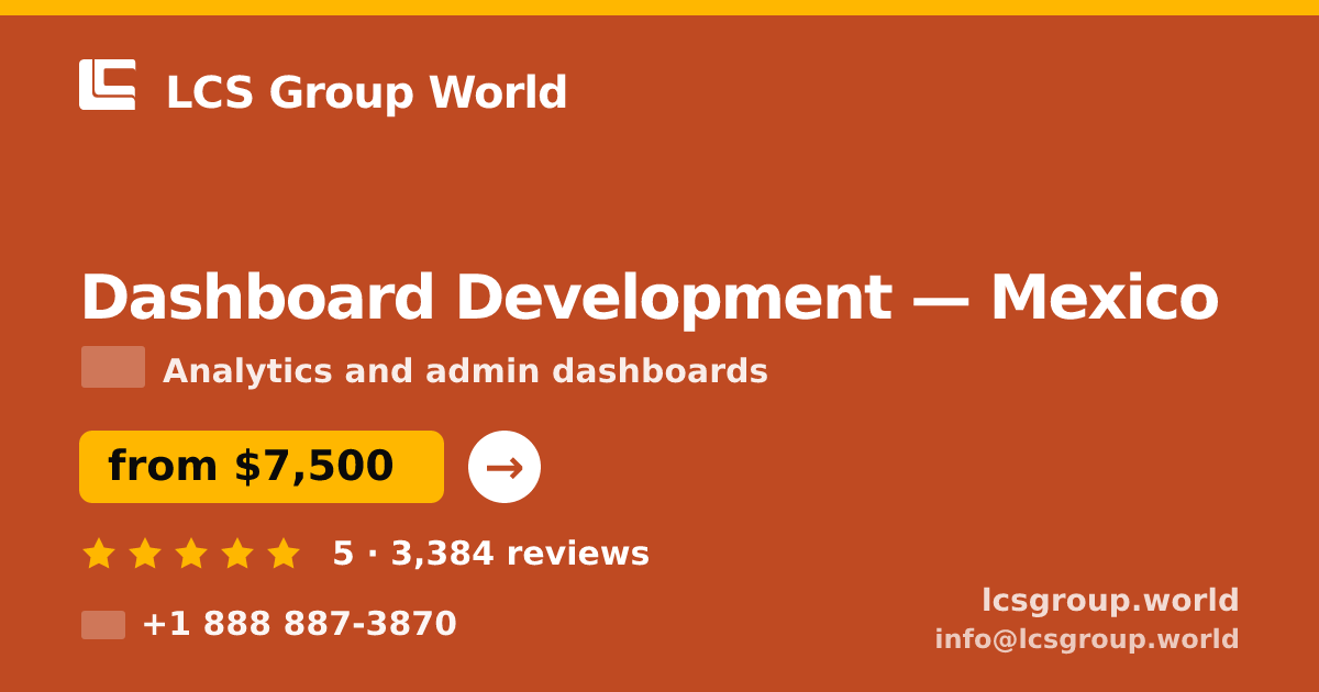 Dashboard Development in Mexico — from $7,500, rated 5/5 by 3384 clients. LCS Group World.
