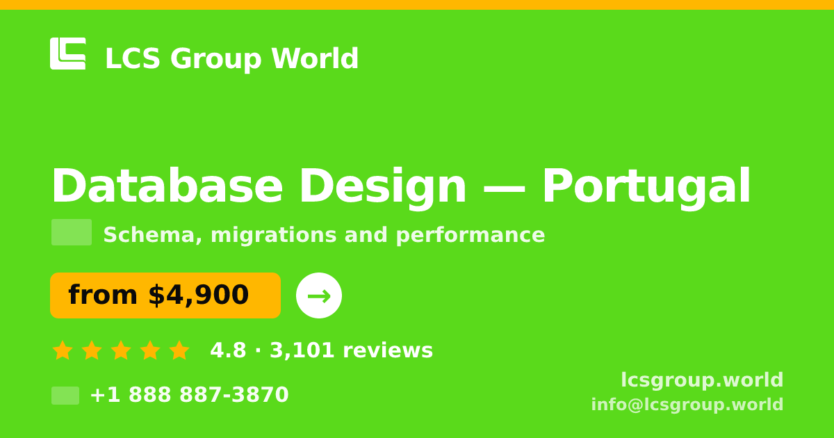Database Design in Porto — from $3,700, rated 5/5 by 2098 clients. LCS Group World.