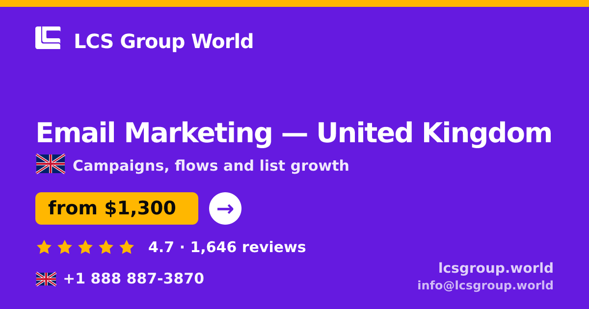 Email Marketing in Edinburgh — from $1,300/mo, rated 4.7/5 by 1464 clients. LCS Group World.