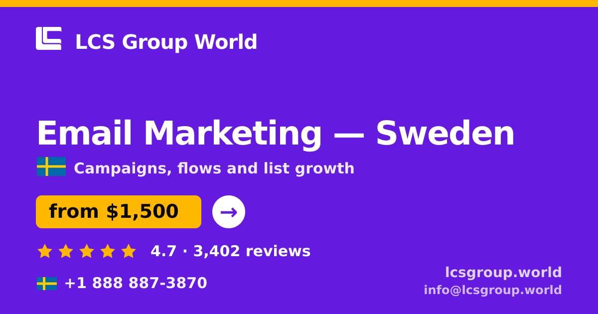 Email Marketing in Malmö — from $1,100/mo, rated 4.7/5 by 2123 clients. LCS Group World.