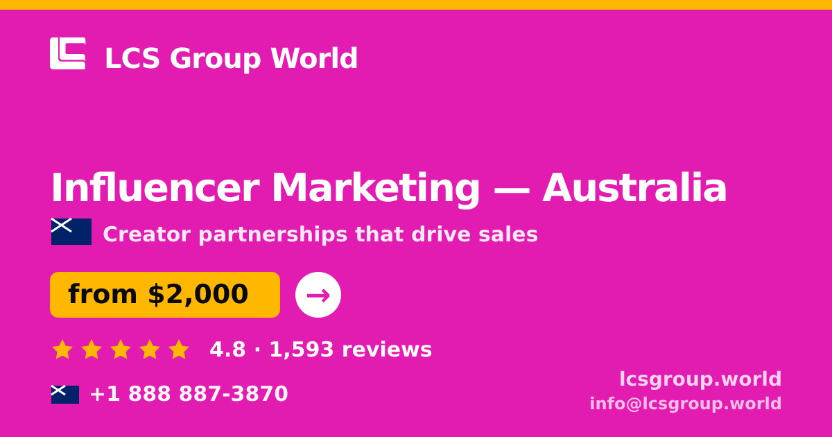Influencer Marketing in Perth — from $2,600/mo, rated 4.7/5 by 498 clients. LCS Group World.