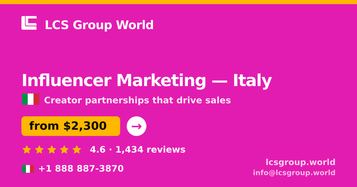 Influencer Marketing in Milan — from $2,200/mo, rated 4.6/5 by 758 clients. LCS Group World.