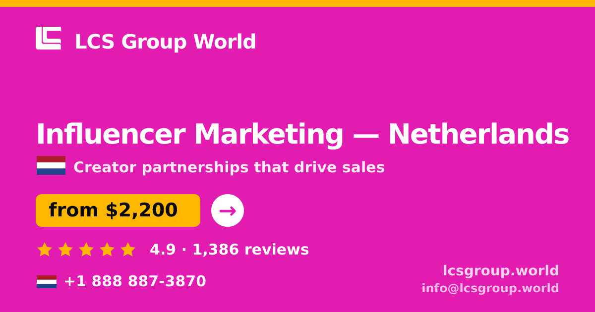 Influencer Marketing in Amsterdam — from $2,500/mo, rated 4.7/5 by 2882 clients. LCS Group World.