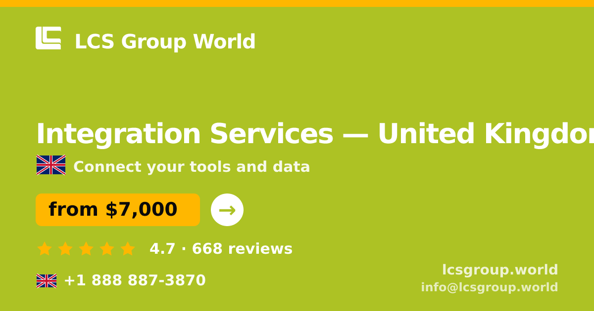 Integration Services in Edinburgh — from $8,100, rated 4.6/5 by 778 clients. LCS Group World.