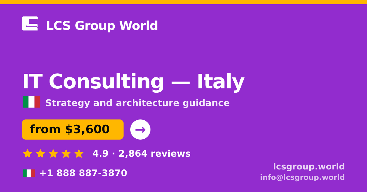 IT Consulting in Milan — from $3,400, rated 4.7/5 by 1164 clients. LCS Group World.