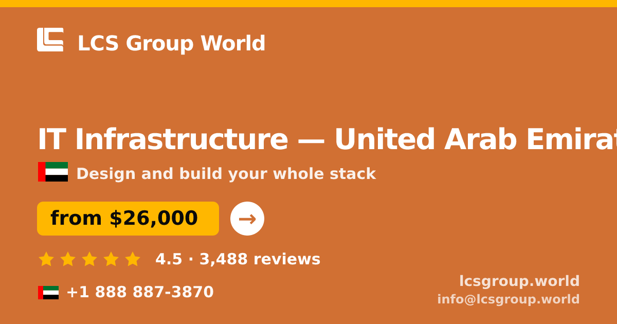 IT Infrastructure in United Arab Emirates — from $26,000, rated 4.5/5 by 3488 clients. LCS Group World.