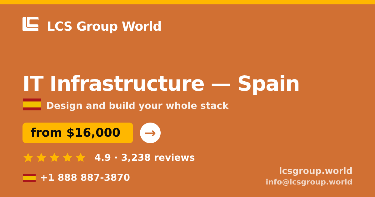 IT Infrastructure in Spain — from $16,000, rated 4.9/5 by 3238 clients. LCS Group World.