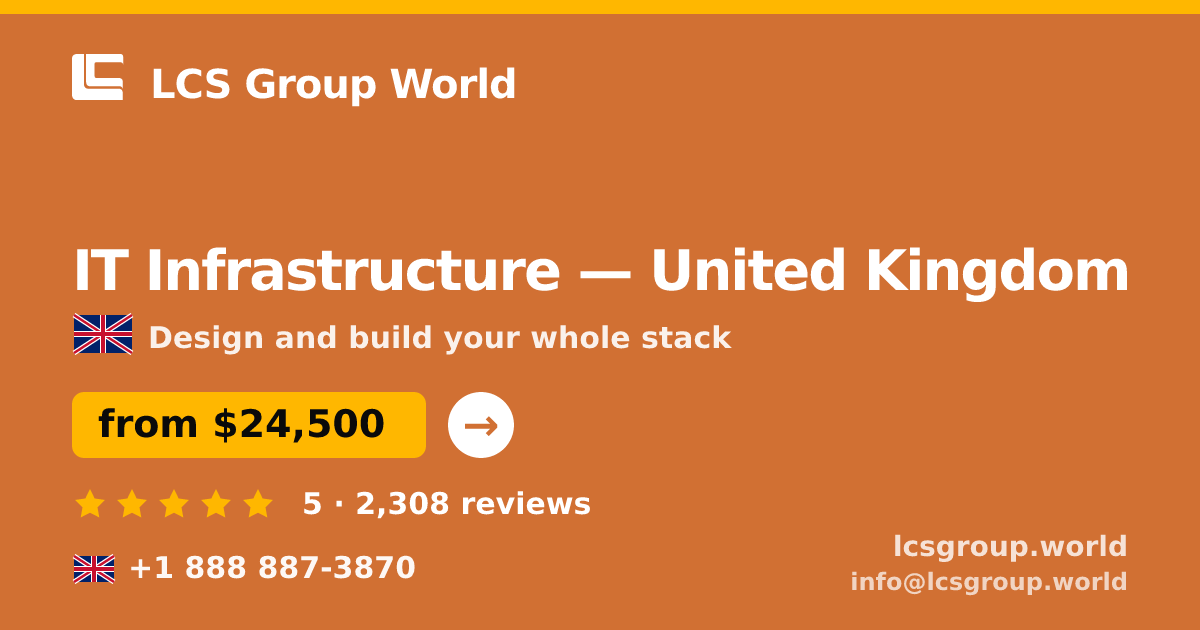 IT Infrastructure in United Kingdom — from $24,500, rated 5/5 by 2308 clients. LCS Group World.