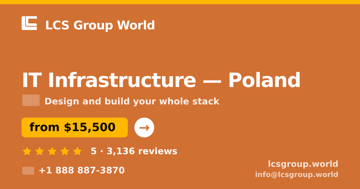 IT Infrastructure in Poland — from $15,500, rated 5/5 by 3136 clients. LCS Group World.